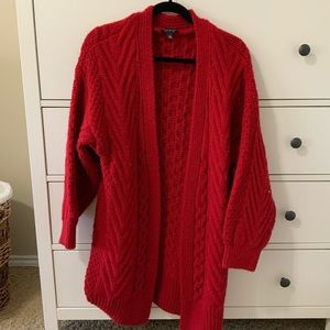 Bright red knit sweater. TOPSHOP brand from Nordstrom.